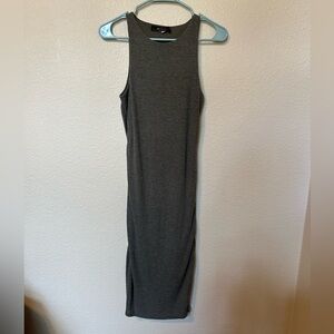 Ms. Maggie Ribbed Sleeveless Bodycon Dress – Dark Green-Grey – Size Small